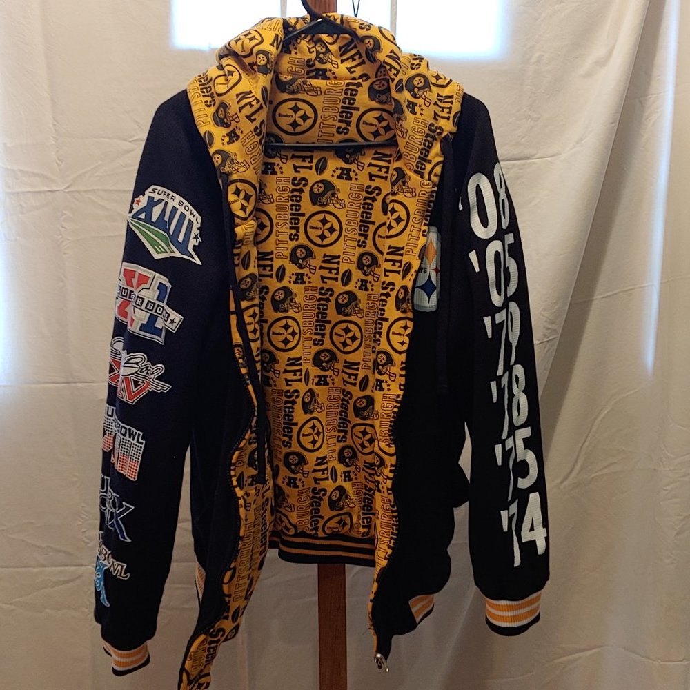 NFL Pittsburgh Steelers Reversible Hoodie with Super Bowl Logos
